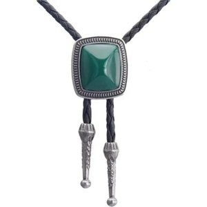 New Mens Bolo Tie Cowboy Necklace Leather Necktie Western Pl0055-silver
